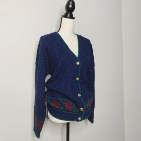 Lauren Ralph Lauren Rare Vintage Cable Cardigan Sweater With Gold Buttons - Picture 5 of 17